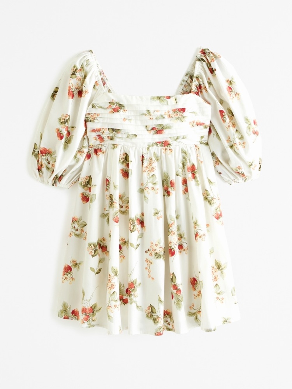 Abercrombie & Fitch puff sleeve Mini Dress Cream with Red & Green Floral